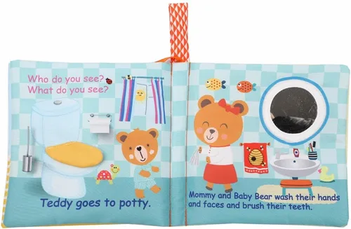 Miniatura 3 de bebe mondo Oso de peluche con espejo, libros suaves y arrugados para bebés de 0 a 3 a 6 a 12 meses, juguete sensorial para bebés, juguete de espejo