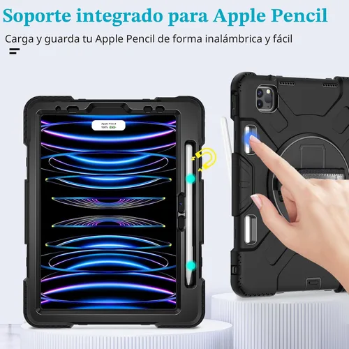 Miniatura 8 de Funda para iPad Pro de 11 pulgadas (2022/2021/2020/2018): Funda de silicona para iPad 11 (4ª/3ª/2ª/1ª) generación con protector de pantalla, Negro