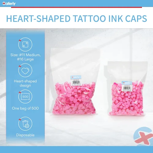 Miniatura 7 de Saferly Tapas de tinta de tatuaje de corazón con base para tatuaje, tatuaje, soporte de pigmento desechable, suministros de tatuaje de microblading