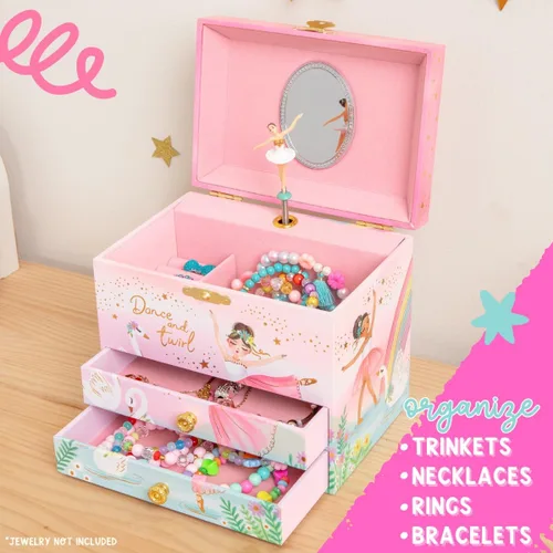 Miniatura 5 de Joyero musical de bailarina para niñas, caja de música para niños con bailarina giratoria, regalos de cumpleaños de ballet para niñas pequeñas