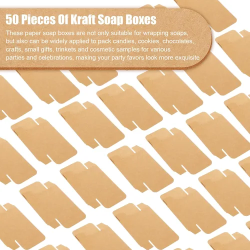 Miniatura 7 de Gersoniel 50 Cajas de Jabón de Papel Kraft Embalaje para Suministros de Fabricación de Jabón Casero para Recuerdos de Fiesta Sin Ventana Embalaje