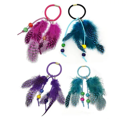 Miniatura 10 de Suoirblss Juego de 4 bandas para el pelo hippie para mujer, cuerda elástica para el cabello, ligas para coletas, accesorios para el cabello
