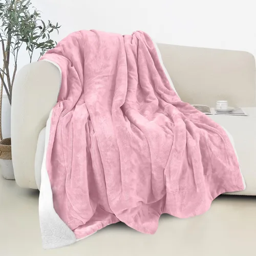 Miniatura 19 de Elegant Comfort - Manta reversible y ultra suave de franela con forro polar - Manta de sherpa navideña de invierno - Ligera, suave y acogedora