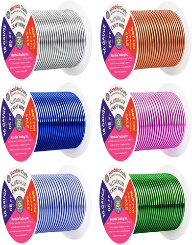 Miniatura 228 de Mandala Crafts - Alambre de aluminio anodizado de 8 calibre para hacer joyas - 9.75 m de alambre flexible negro colorido - Flexible para bonsái