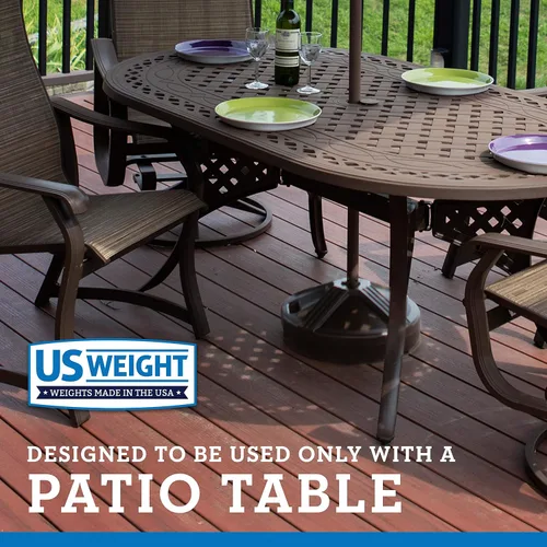Miniatura 2 de US Weight Base de sombrilla duradera y rellenable para mesa de patio, capacidad de 50 libras, soporte ajustable resistente para sombrillas al aire
