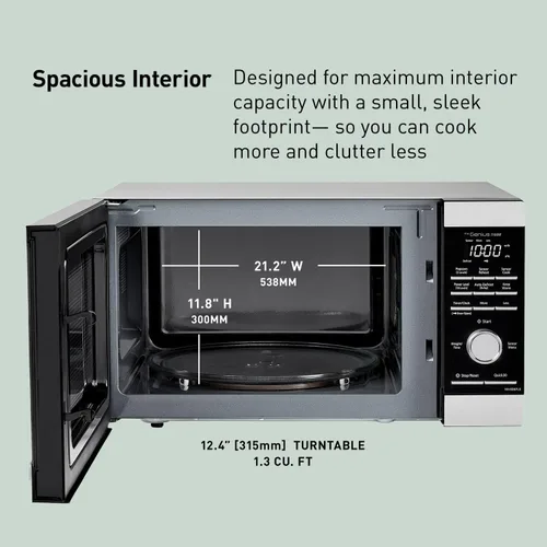 Miniatura 8 de Panasonic Horno de microondas, 1,3 pies cúbicos 1100W de encimera con sensor Genius de cocción y descongelamiento automático - NN-SD67LS