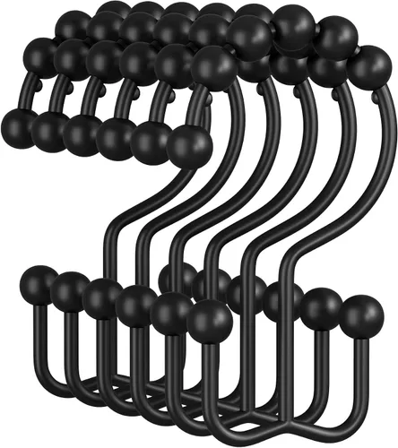 Miniatura 16 de Amazer Ganchos para cortina de ducha, anillos de cortina de ducha dobles de metal resistentes al óxido para ganchos de ducha enrollables, 12 anillos