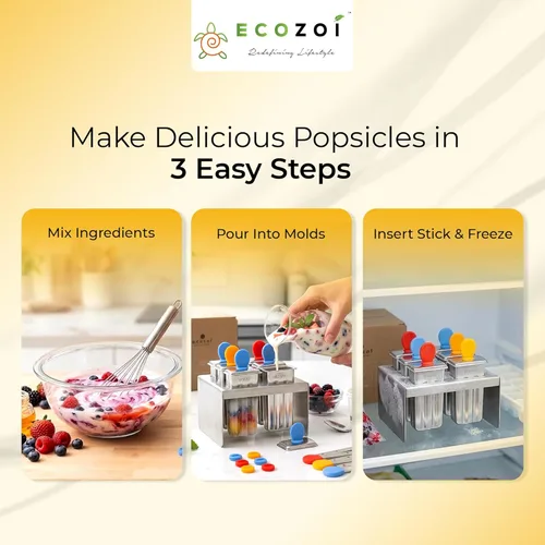 Miniatura 5 de Ecozoi Moldes de paletas de acero inoxidable, 6 mini máquinas de paletas, 6 varillas de acero inoxidable reutilizables, 12 sellos de silicona y 1