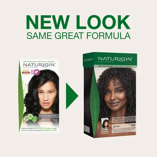 Miniatura 2 de Naturigin Tinte permanente para el cabello, negro 2.0, sin amoníaco, cobertura 100% de canas, fórmula natural nutritiva, para todo tipo de cabello