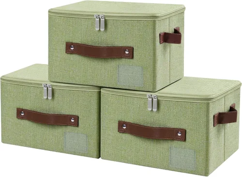 Miniatura 45 de Lucky Monet 1 contenedor de almacenamiento con tapas de cremallera de 10 x 8 x 7 pulgadas, cajas de almacenamiento plegables de tela con tapa
