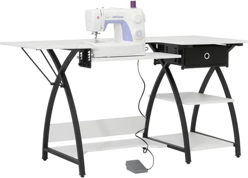 Sew Ready Comet Plus - Mesa de costura artesanal, 56.75 x 23.5 pulgadas, tamaño total de plataforma con rejilla de corte de tela precisa y cajón de