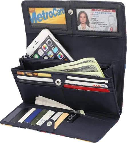Miniatura 2 de Nautica Money Manager RFID - Cartera para mujer, Floral índigo flotante