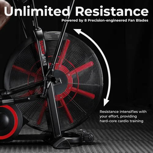 Miniatura 7 de Sunny Health & Fitness Premium Smart Cross-Training Fan Bike, Air Resistance Cardio Machine w/330lb Capacity for Intensive Home Workout