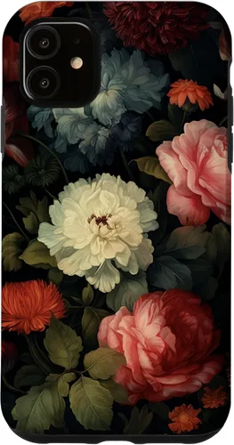 Miniatura 8 de Vintage Dark Flower Pattern Moody Floral Case for iPhone 16