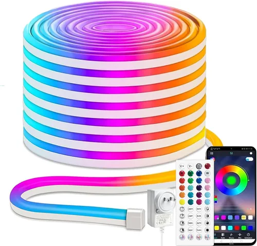 Miniatura 23 de iNextStation RGB Smart IC - Tira de luces LED de neón de 5 V, USB, 16.4 pies 5M, tira de luces de neón flexible, multicolor, IP67, impermeable