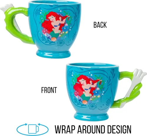 Miniatura 6 de Silver Buffalo Disney Princess La Sirenita Ariel Dinglehopper Tenedor Cepillo para el Cabello con Mango Esculpido en 3D Taza de Cerámica, 20 Onzas