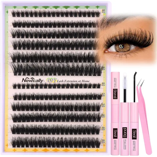 Kit de racimos de pestañas gruesas, extensiones de pestañas individuales con volumen de 0.39 a 0.78 pulgadas, extensiones de pestañas en racimo con