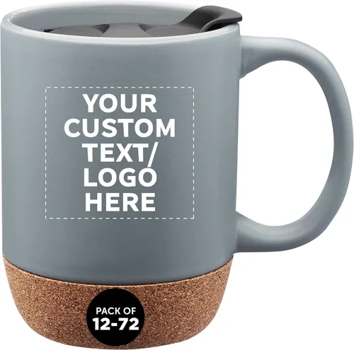 Miniatura 17 de Tazas de cerámica personalizadas Barista con fondo de corcho, 13 onzas, juego de 12/36/72, paquete personalizado a granel, perfecto para café, té