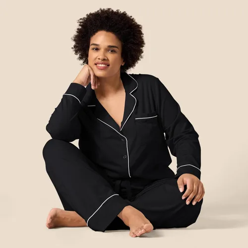 Miniatura 7 de Tienda Essentials - Conjunto de pijama de mujer con camisa de manga larga y pantalón largo de algodón modal