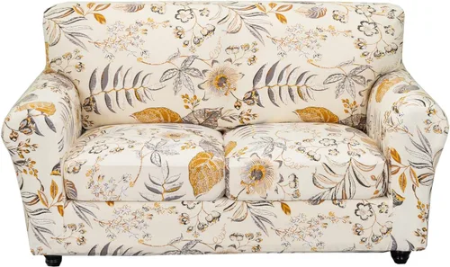 Miniatura 22 de KRFOONN - Fundas elásticas de 4 piezas para sillón y sofá, funda con estampado y 3 fundas independientes para cojines de asiento, lavables, Color01