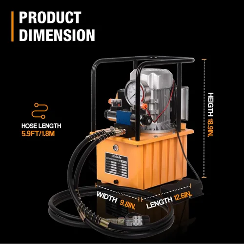 Miniatura 3 de Bomba eléctrica hidráulica 8.4Quart 2.1Gallon Electroválvula de doble efecto 8L Cilindro de energía hidráulica Bomba portátil eléctrica, DB075-D2