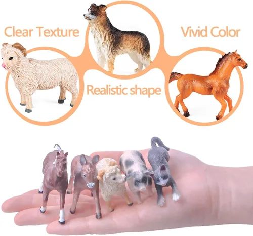 Miniatura 5 de SIENON Juego de 12 piezas de figuras de animales de granja, mini juguetes de plástico realistas para niños, juego educativo de animales de granja