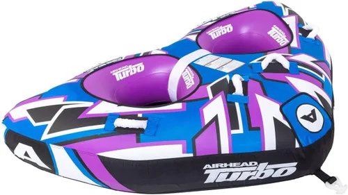Airhead Turbo Blast Towable Tube for Boating, 1-2 Rider Inflatable Boat Tube for Water Tubing, Low Profile Design for Speed, Cushioned Handles for