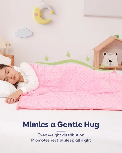 Miniatura 2 de Kivik Manta con peso de 5 libras, manta pequeña de puntos minky, manta suave y pesada, lavable a máquina, 36 x 48 pulgadas, color rosa