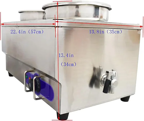 Miniatura 2 de INTBUYING Calentador de sopa de alimentos con 2 cacerolas, calentador de vapor Bain Marie de acero inoxidable con 2 ollas 110 V 1500 W