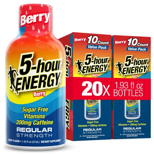 Miniatura 10 de 5-hour ENERGY Sabor a bayas, 30 unidades, inyección energética de 1.93 onzas líquidas, fuerza regular, aminoácidos, vitaminas B, sin azúcar y cero