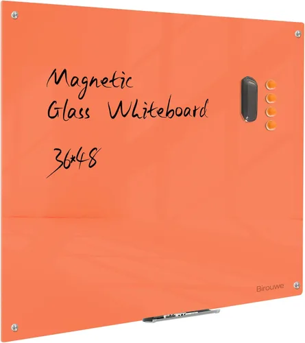 Miniatura 16 de Pizarra de Vidrio Negro Magnética de Borrado en Seco - Pizarra Negra de 48 x 36 Pulgadas Montada en Pared de Vidrio, Pizarra de Vidrio Negro Grande