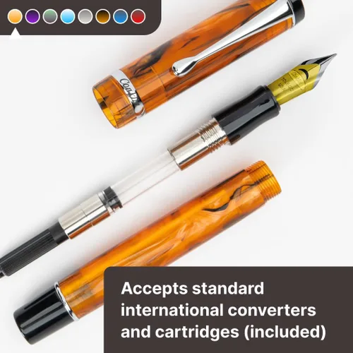 Miniatura 3 de Conklin Duragraph - Pluma estilográfica ámbar, punta media de oro macizo de 14 quilates, elegante herramienta de escritura con acabado ámbar cálido