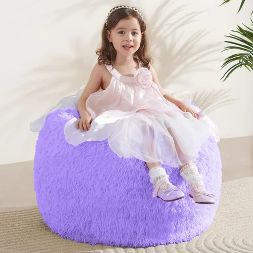 Miniatura 32 de Bean Bag Cover (No Filler) Soft Faux Fur Stuffed Animal Bean Bag Storage, Fluffy Plush Bean Bag Chair Cover Washable, Comfy Bean Bag Covers for Dark