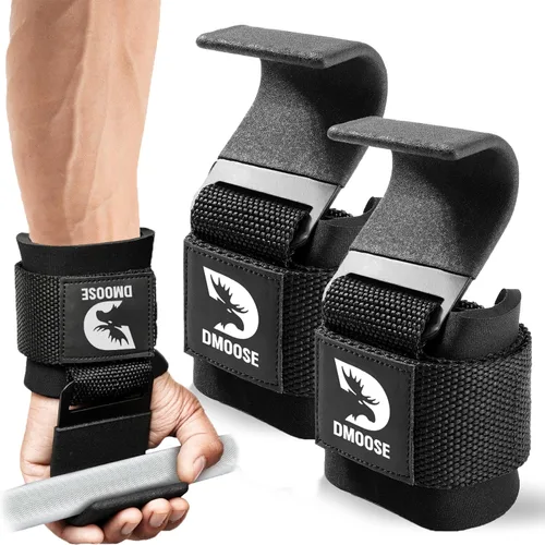 Miniatura 18 de DMoose Fitness Ganchos de levantamiento de pesas (par) para peso muerto, dominadas, remo y encogimientos de hombros – Correa de nailon Púrpura