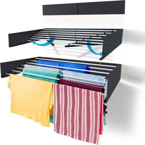Miniatura 11 de Step Up Tendedero de Secado de Ropa (28 Pulgadas Blanco), Montado en la Pared, Tendedero de Ropa Retráctil, Capacidad de 40 Libras, 11.6 Pies