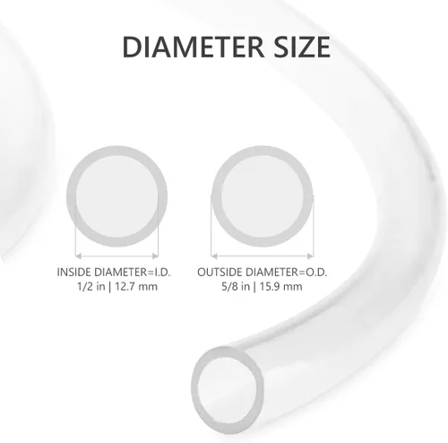 Miniatura 4 de Tubo de vinilo transparente, manguera de PVC para uso de baja presión, flexible, ligero, 5 pies, 10 pies, 50 pies, 100 pies de longitud
