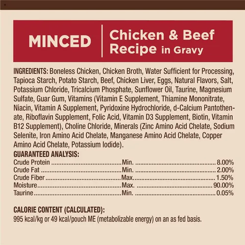 Miniatura 8 de Wellness CORE Tiny Tasters - Alimento húmedo picado para gatos adultos, natural, rico en proteínas, sin granos, receta de pollo y carne de res, 1.75