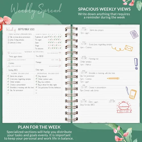 Miniatura 4 de PLANBERRY Planificador semanal premium – Organizador de vida sin fecha y planificador de presupuesto – Gestión del tiempo, establecimiento