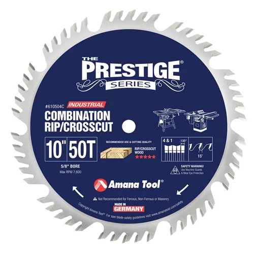Miniatura 2 de Amana Tool - (610504) - Hoja de sierra combinada con punta de carburo para rasgado y corte transversal de 10" de diámetro x 50 dientes 4+1, 15