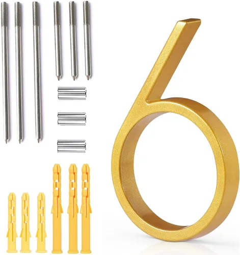 Miniatura 40 de Número de casa flotante de 5'', números de casa modernos - aleación de zinc, número de dirección de casa con exquisito proceso de dibujo - dorado