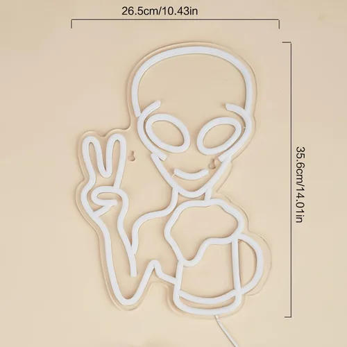 Miniatura 3 de Letrero de neón LED de neón de alienígenas, luz nocturna alimentada por USB, arte de pared 3D y sala de juegos, dormitorio, sala de estar, Verde