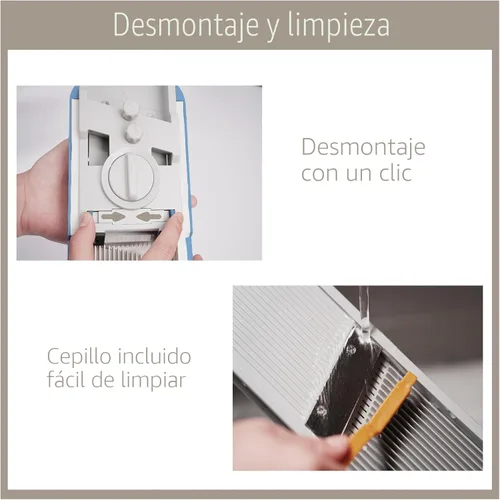 Miniatura 8 de Cortador de mandolina seguro mejorado para cocina, picador de alimentos vegetales ajustable, cebolla, papas fritas, ensalada de verduras juliana +