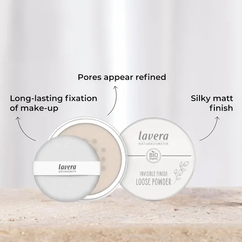 Miniatura 3 de lavera Polvo suelto con acabado invisible, polvo fijador de larga duración, establece maquillaje y proporciona un acabado mate, polvo facial