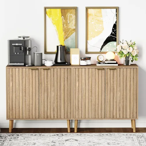 Miniatura 10 de Vrullu Gabinete de Almacenamiento Moderno, Gabinete de Buffet Independiente, Aparador Negro y Almacenamiento de Buffet, Muebles de Acento de Madera