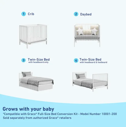 Miniatura 9 de Graco Teddi - Mini cuna convertible 4 en 1 con colchón adicional resistente al agua (blanco) – Certificado GREENGUARD Gold, colchón de 2.75 pulgadas