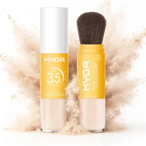 KYDA Protector solar mineral en polvo para rostro y cuero cabelludo, protector solar SPF 35 para el cuero cabelludo, protector solar para el