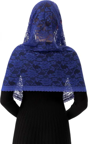 Miniatura 6 de PAMOR Infinity Chapel Veil Floral Latin Mass Head Cover Lace Scarf Mantilla Velos para Iglesia