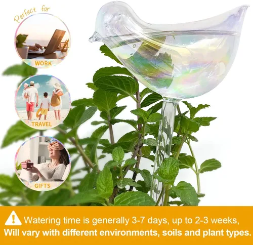 Miniatura 2 de KiKiHeim 2 globos de riego para plantas, dispositivos de riego automático de plantas de vidrio coloridos, globos de riego automático