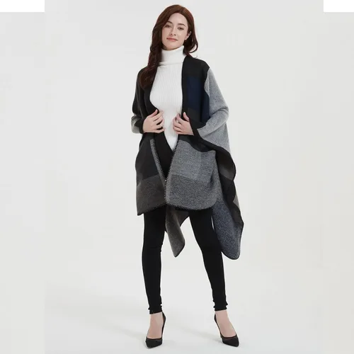 Miniatura 141 de Poncho chal para mujer, suéteres suaves y cálidos para mujer, parte delantera abierta, poncho de viaje para otoño, invierno y primavera