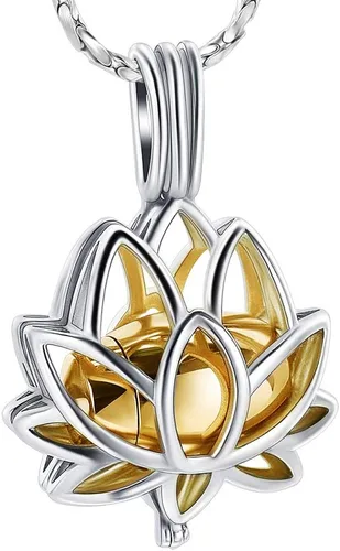 Miniatura 16 de Imrsanl Joyería de cremación para cenizas – Collar con colgante de cenizas de flor de loto con mini urna de recuerdo, joyería conmemorativa